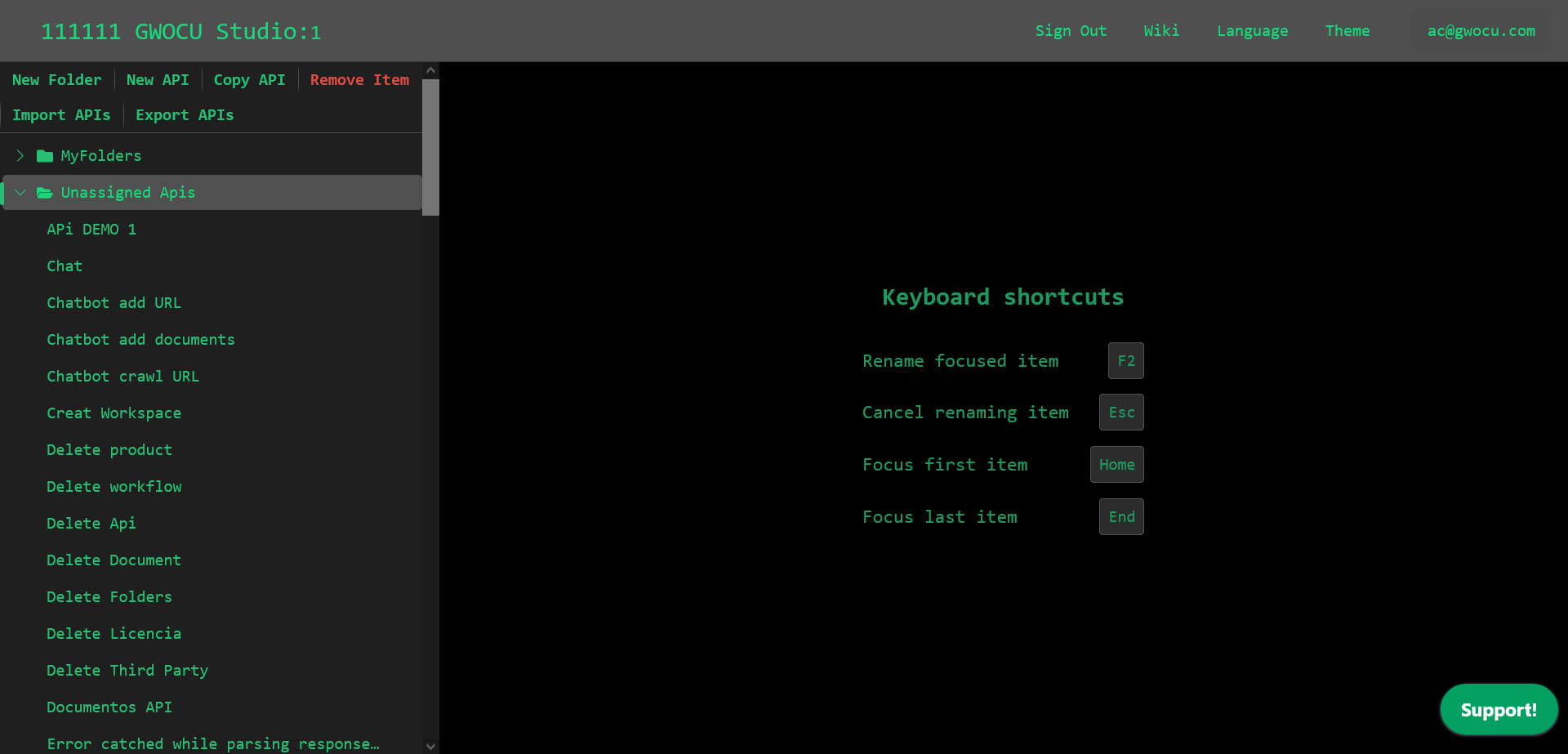API Manager page