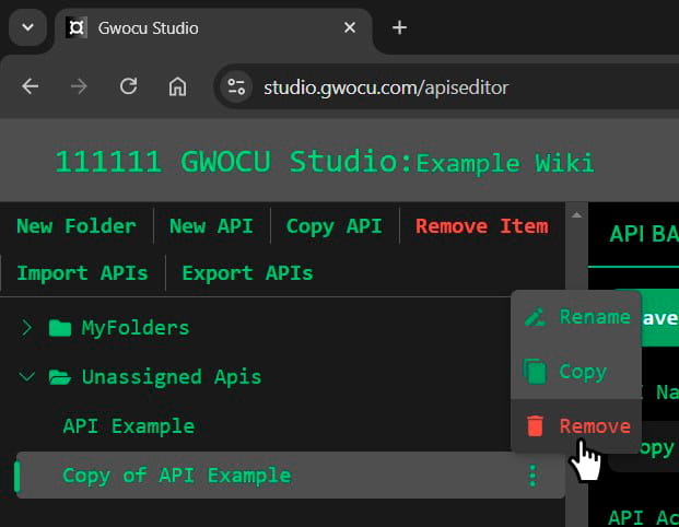 Remove APIs