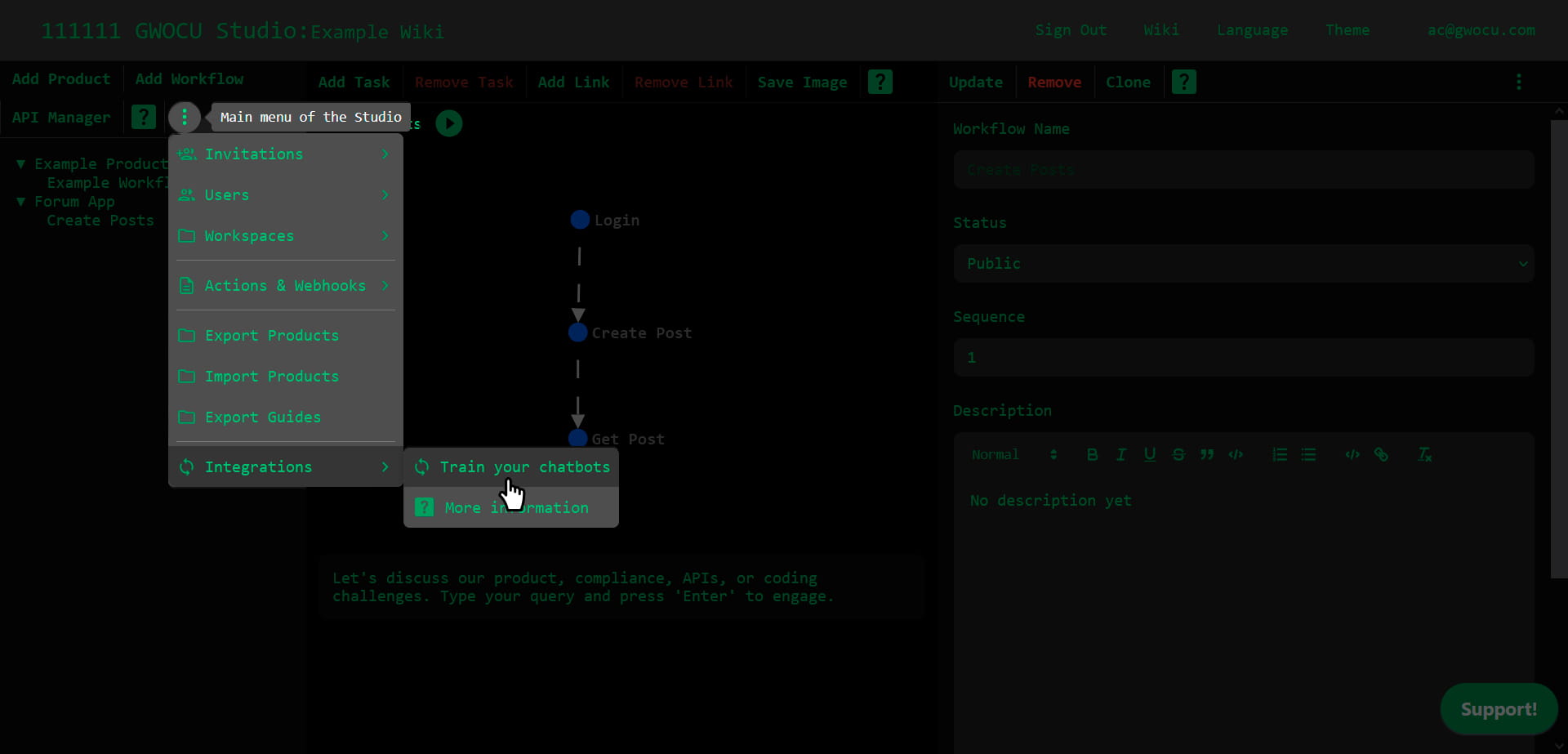Train Your Chatbots Menu