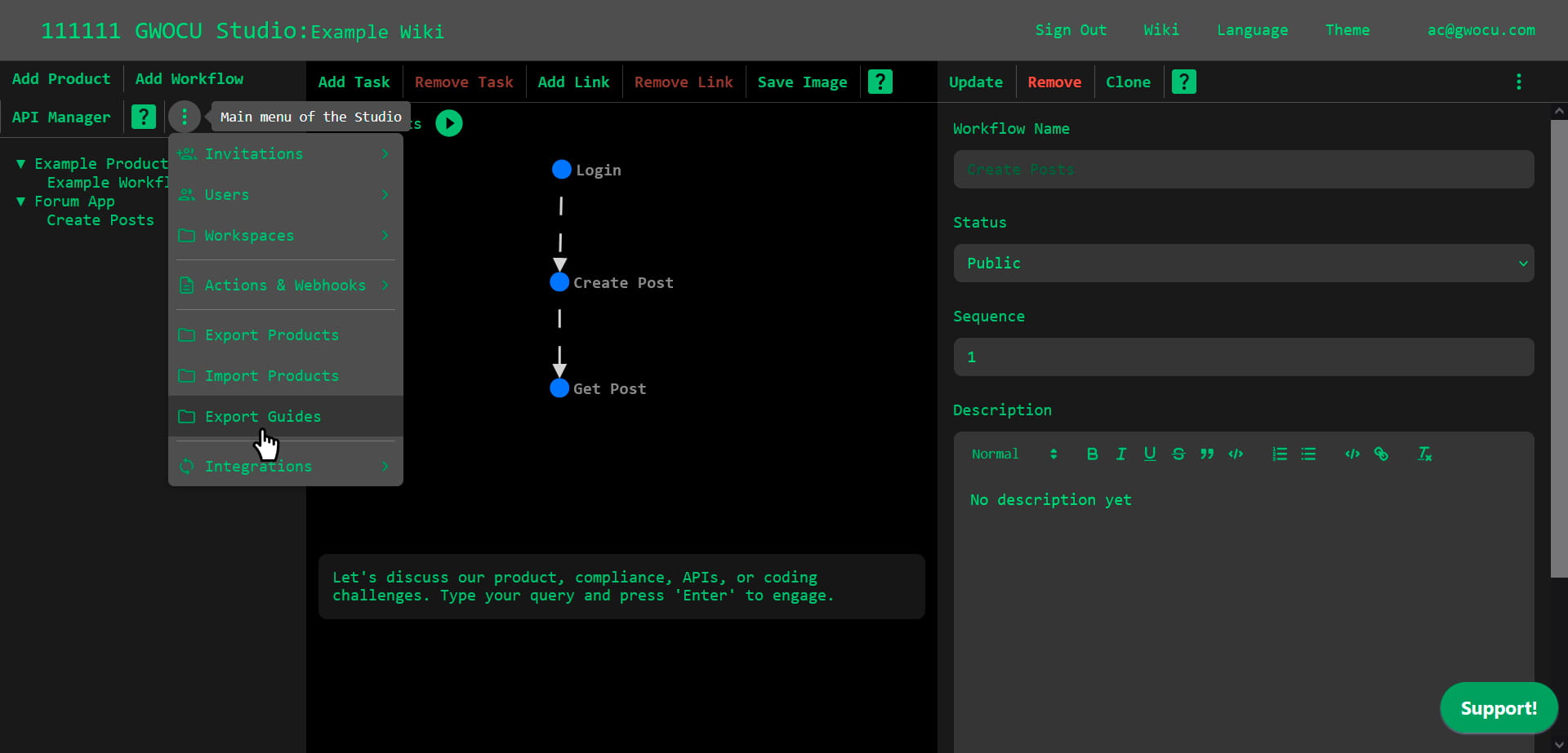 Export Guides Menu Option