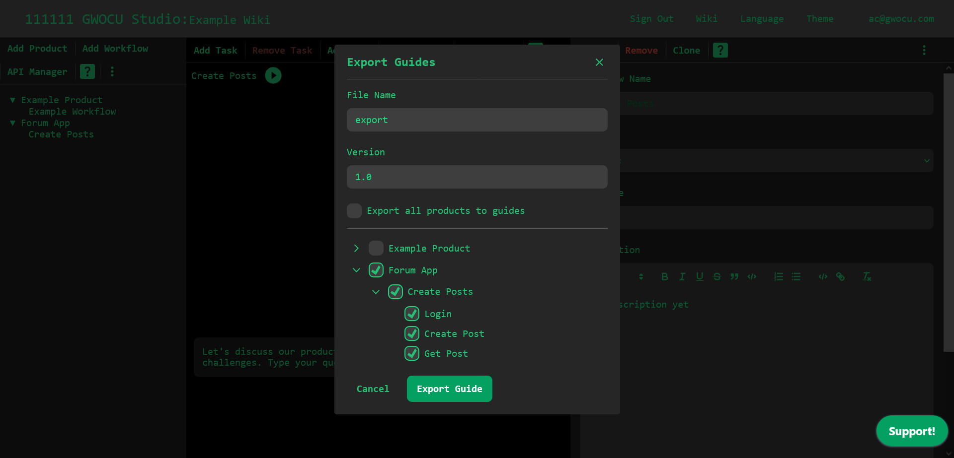 Export Guides Modal