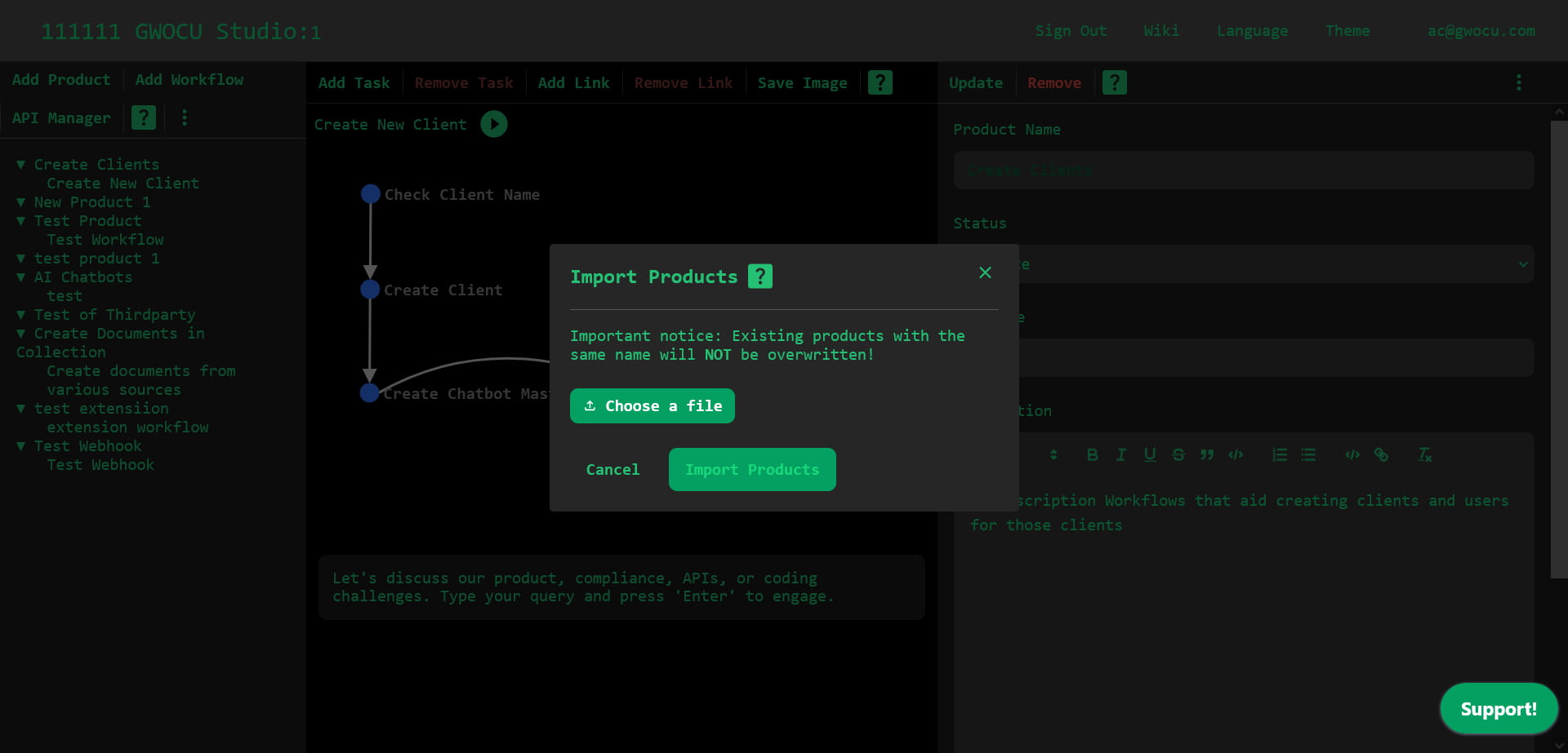 Import products modal