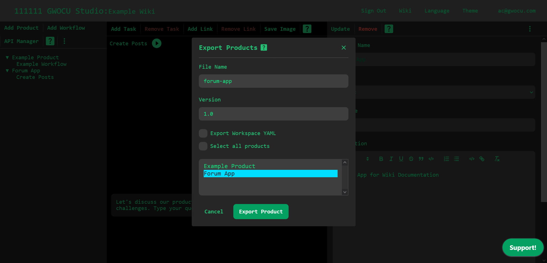 Export Products Modal
