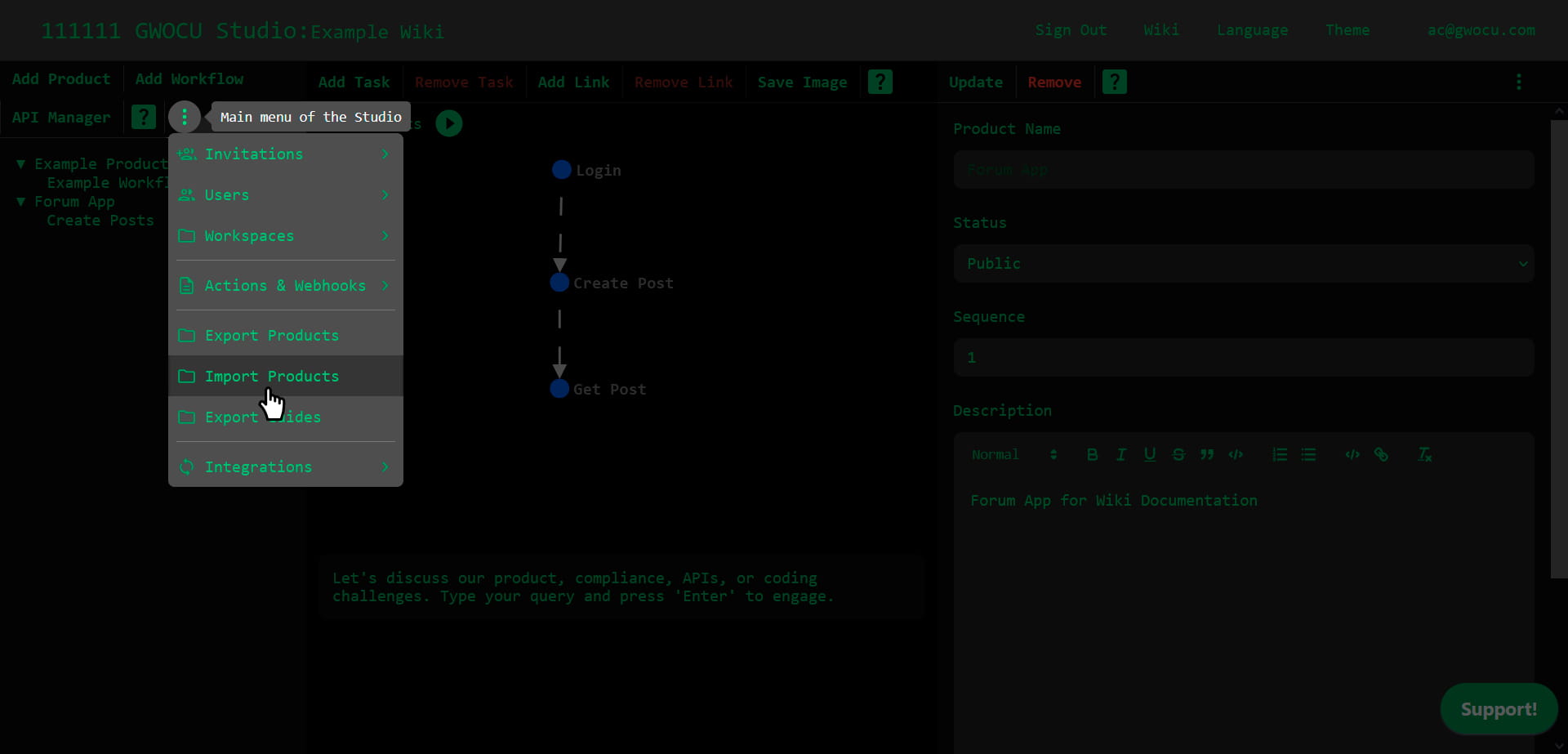 Import Products Menu Option