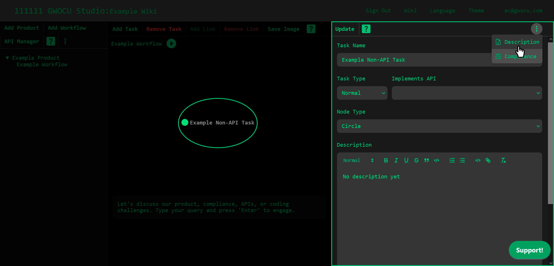 Non-API Task Description View