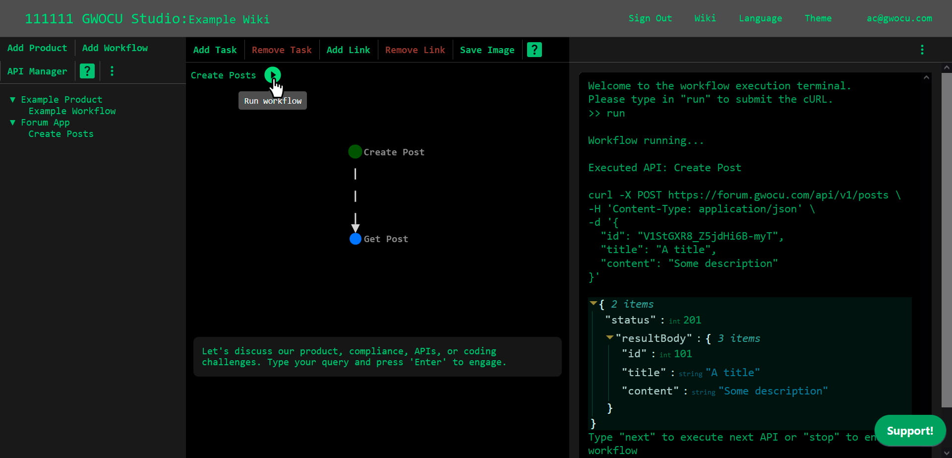 Running workflow