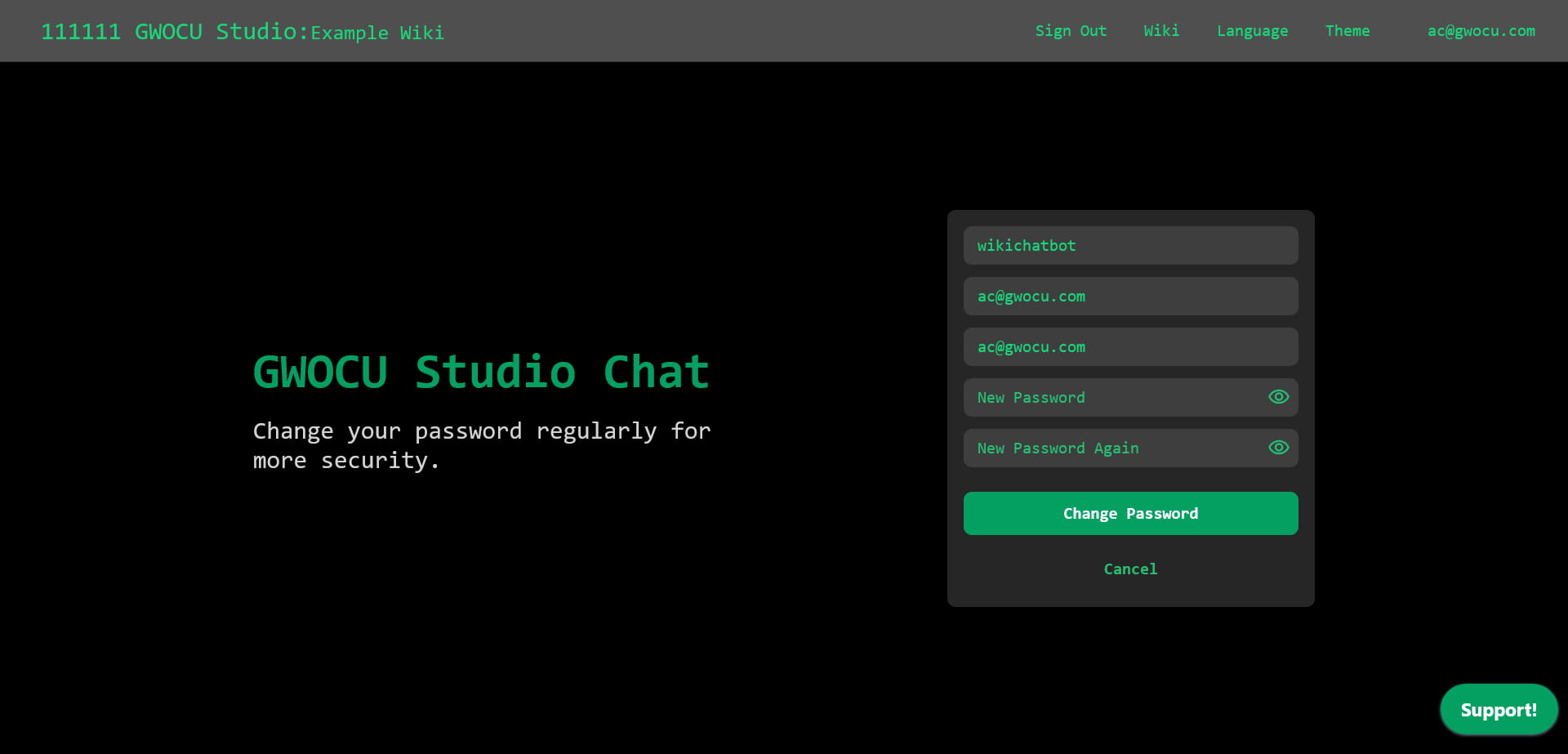 Change Password Page
