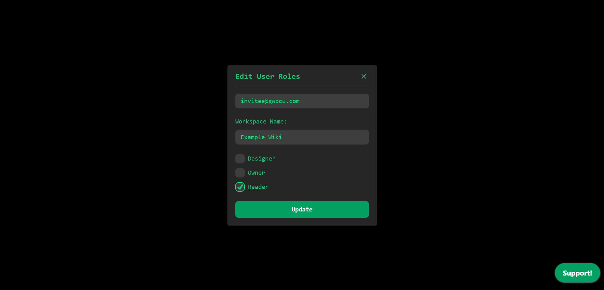 Edit User Roles Modal